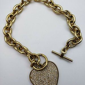 Michael Kors Gold-Tone Pave Heart Charm Bracelet
